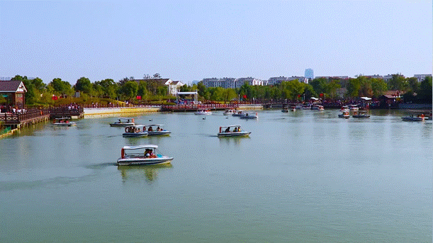 湖边有许多船描述已自动生成